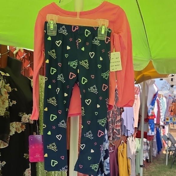 Disney Princess Pink Top and Navy Heart Leggings - Picture 2 of 4